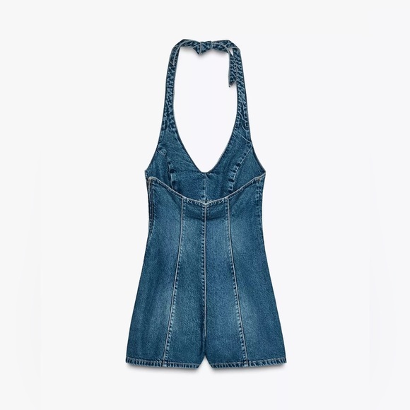 Zara TRF HALTER DENIM JUMPSUIT - Picture 5 of 5